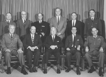 The United States Intelligence Board in 1965. Seated second from right is Thomas L. Hughes, then INR Director. State Department INR 1965.jpg