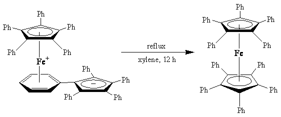 Образуване на декафенилфероцен от неговия свързващ изомер.PNG