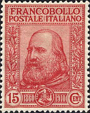 Francobollo commemorativo di Giuseppe Garibaldi, del 1910