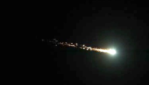 Photo of October 17 fireball 2012 fireball taken by Astro 100 student, Paola Castillo using her cell phone