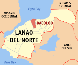 Mapa han Lanao del Norte nga nagpapakita hon hain nahamutangan an Bacolod