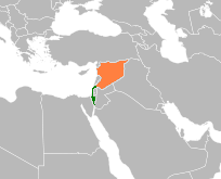 Map indicating locations of Israel and Syria