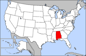Mapa ning United States with Alabama highlighted