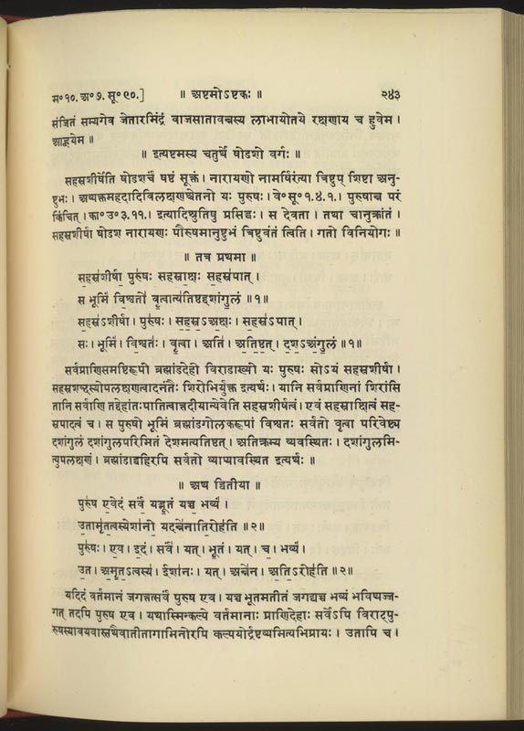 The first two verses of the Purusha sukta (Suk...