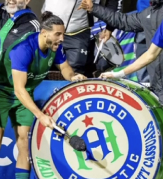 Nicolas Cardona with Hartford Athletic Supporters