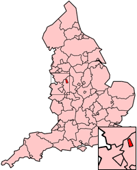 Stoke-on-Trent shown within England and Staffordshire