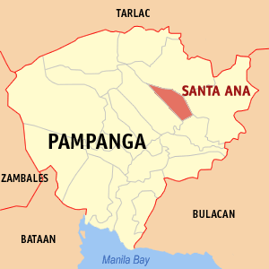 Mapa han Pampanga nga nagpapakita kon hain nahamutang an Santa Ana