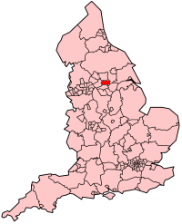 Kort med Wakefield i England