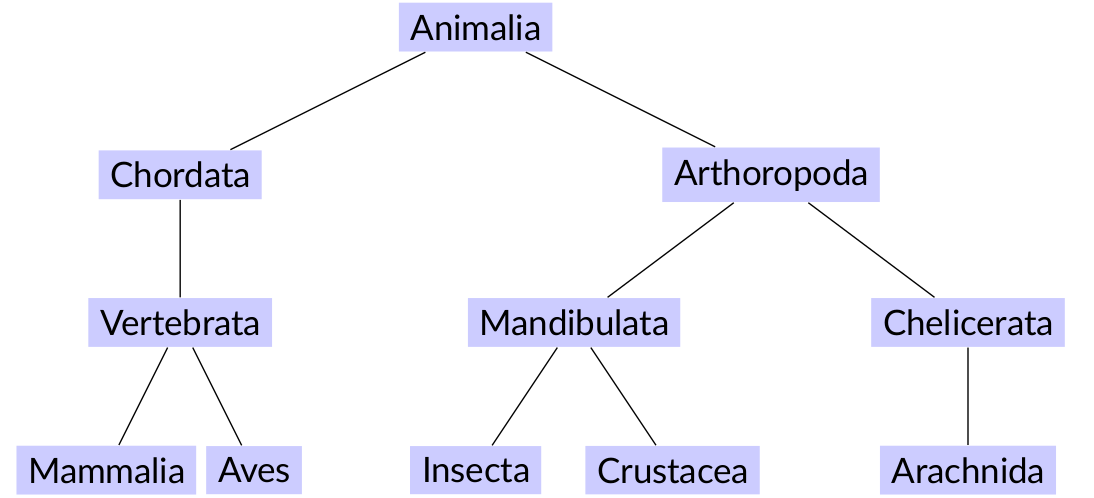 Ejemplo de un árbol descrito con tikz