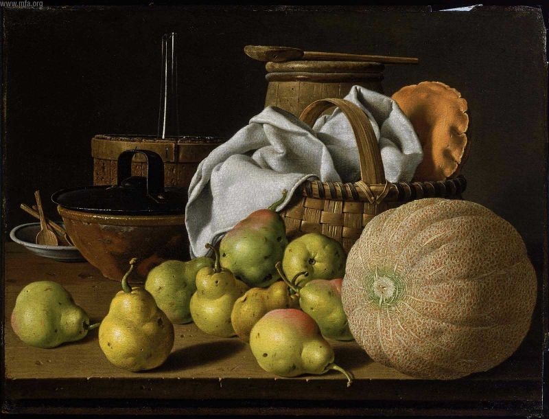 Peintures hyperréalistes Luis_Melendez,_Still_Life_with_Melon_and_Pears,_oil_on_canvas,_Museum_of_Fine_Arts,_Boston