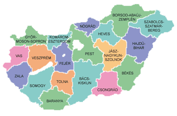 Mapa krajů Maďarska 2004.png