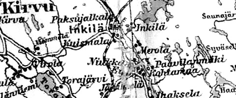 Деревни Мерола и Кохтамаа на финской карте 1923 года