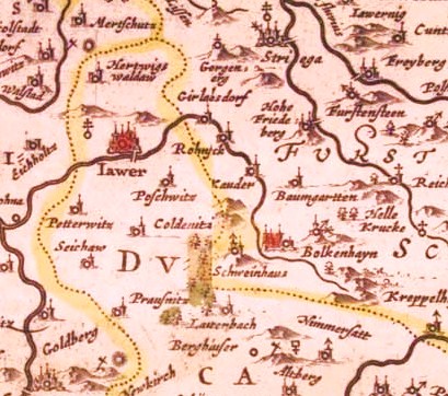 Stara mapa Bolkowa i okolic - zaczerpnięte z Wikipedii.