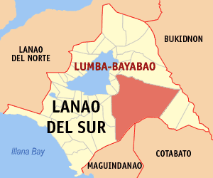 Mapa sa Lanao del Sur nga nagpakita sa nahimutangan sa Lumba-Bayabao.