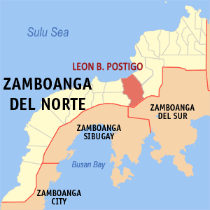 Mapa sa Zamboanga del Norte nga nagpakita kon asa nahimutang ang Bacungan