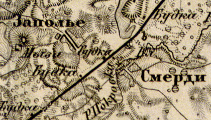 Деревня Смерди на карте 1863 года