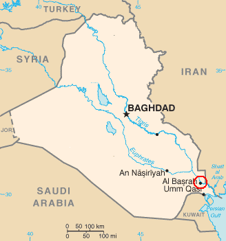 Iraq map Basrah