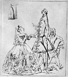 Karikatur von Farinelli (und Händel), unbekannter Autor vor 1750, Public Domain