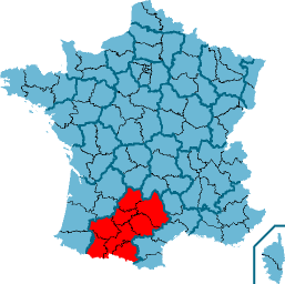 Midi-Pyrénéess läge i Frankrike