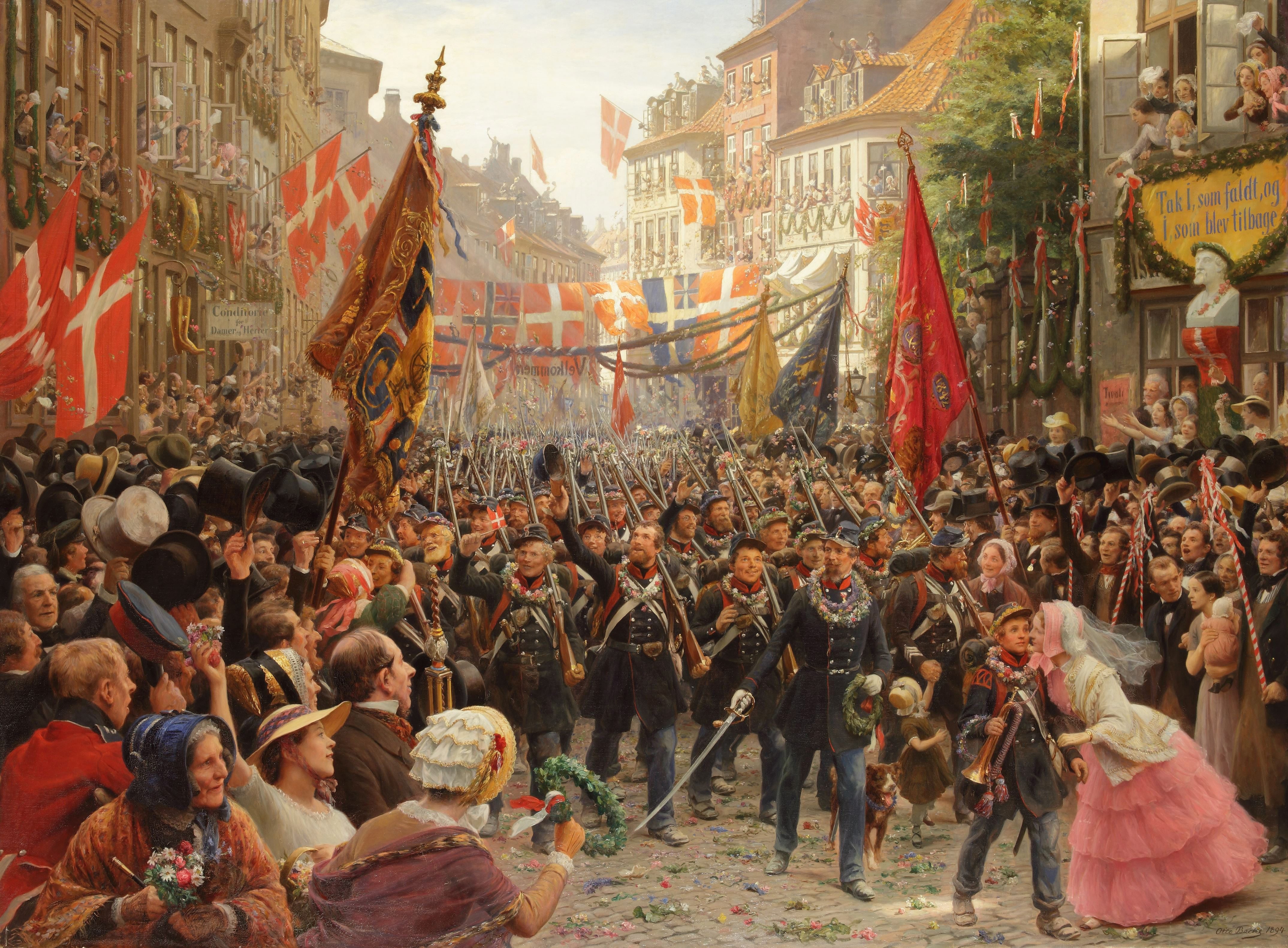  Otto Bache (1839–1927):  Danish soldiers return to Copenhagen, 1849. 