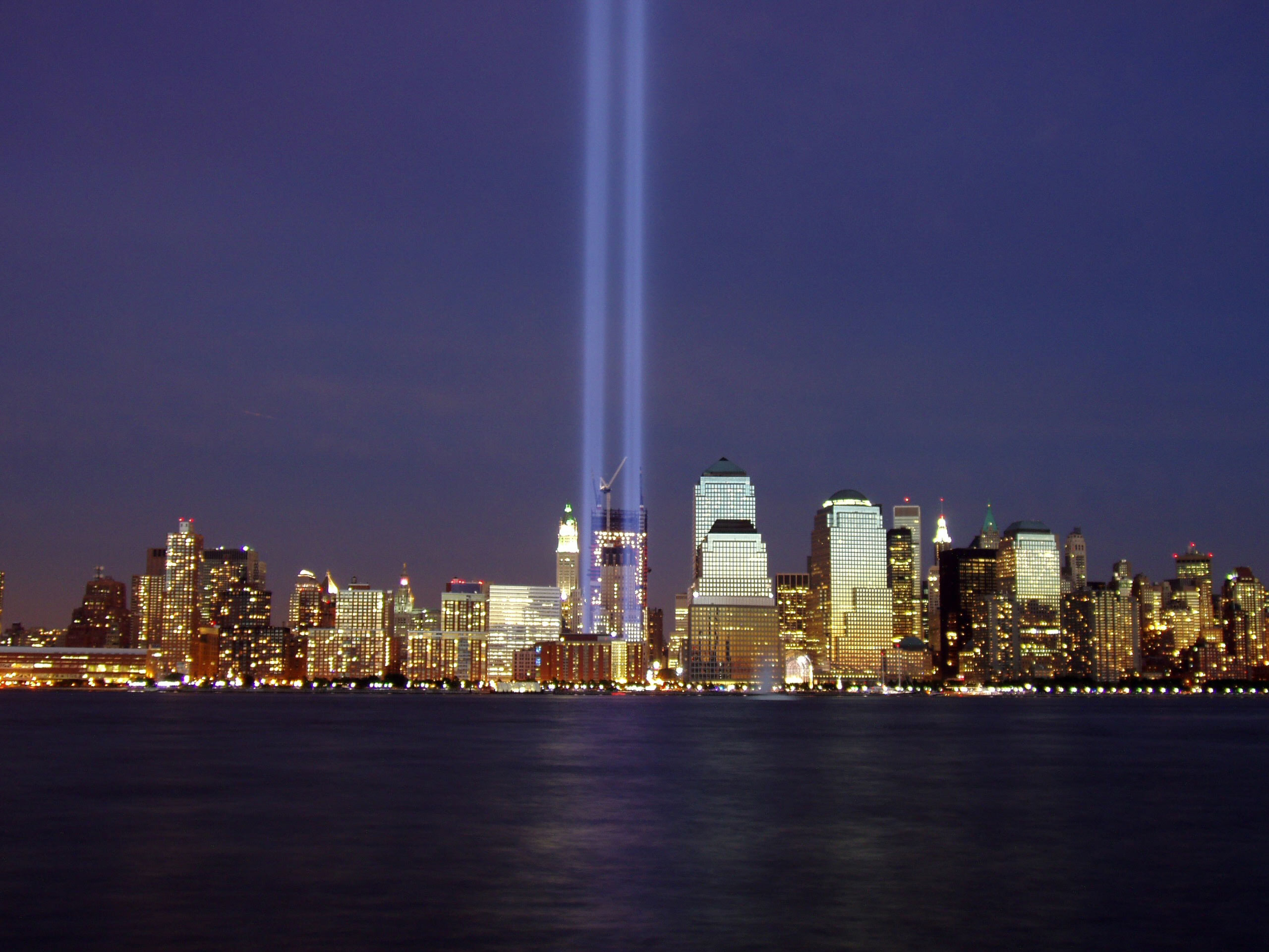 The Tribute in Light, a memorial where the Twin Towers once stood