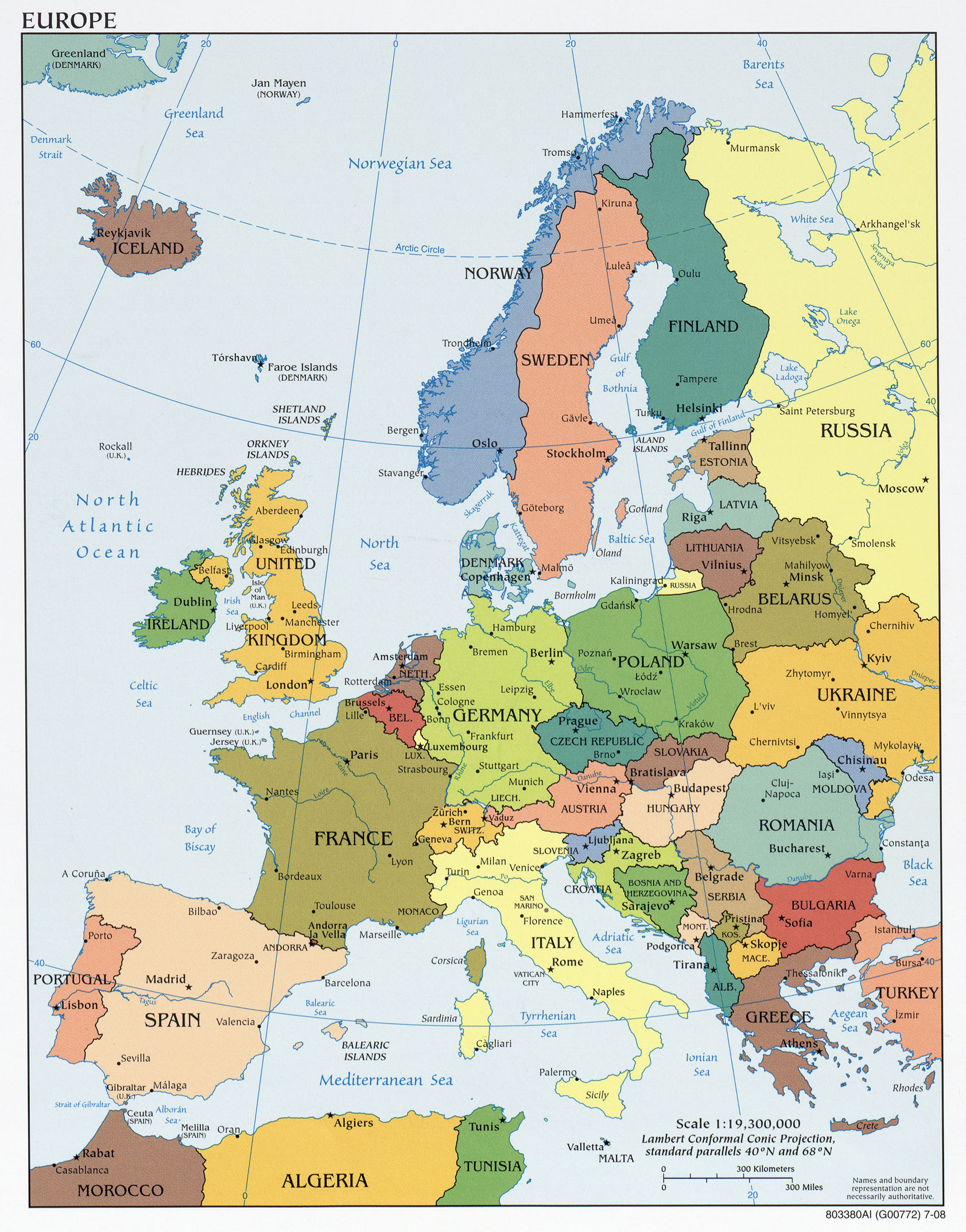 Political map of Europe (2008)