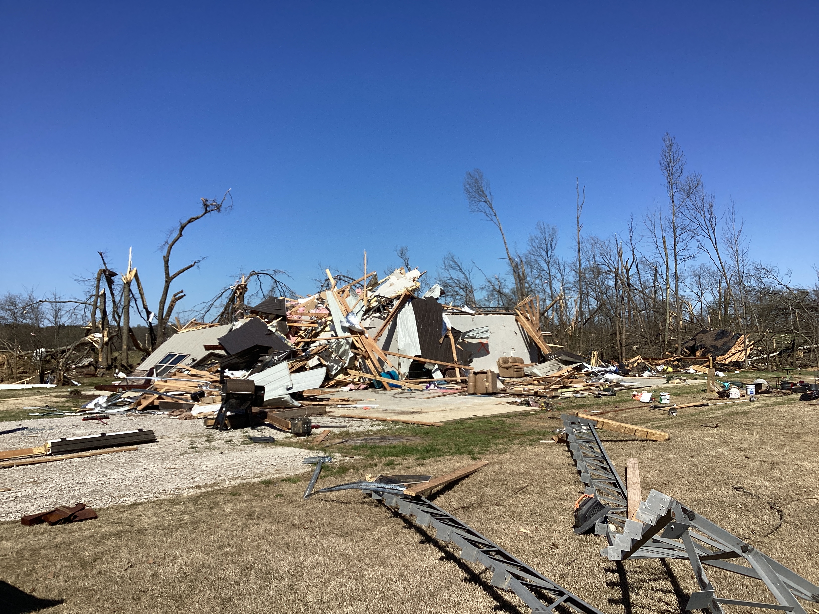 EF3 damage north of Brighton, Tennessee.