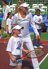 Anna Kournikova at a tennis clinic.