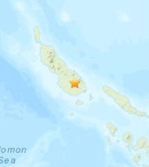 Эпицентр землетрясения на Бугенвиле 13 декабря 2010 года (Снимок USGS)