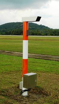 Transmissometer providing runway visual range (RVR) information.