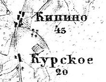 Деревня Курско на карте 1915 года