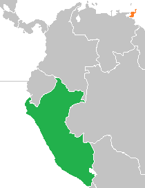 Карта с указанием местоположения Перу и Тринидада и Тобаго