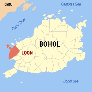 Mapa sa Bohol nga nagapakita kon asa nahamutangan ang Loon