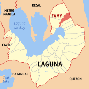 Mapa han Laguna nga nagpapakita kon hain nahimutang an Famy