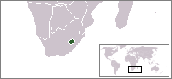 Lesotho (shown in green) is completely surrounded by South Africa.