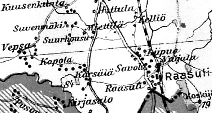 Деревня Келлиё на финской карте 1923 года