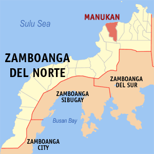 Mapa han Zamboanga del Norte nga nagpapakita kon hain nahamutangan an Manukan