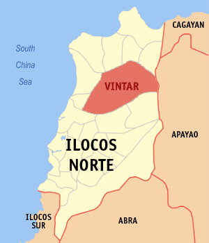 Mapa han Ilocos Norte nga nagpapakita kon hain nahamutang an Vintar