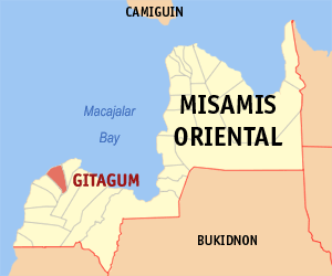 Mapa han Misamis Oriental nga nagpapakita kon hain nahamutangan an Gitagum