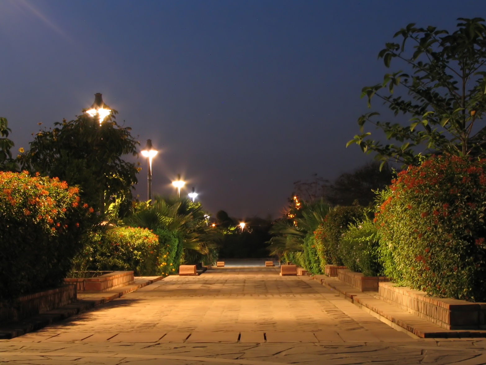 Bazı Profesyonel Foto Çalışmalarım ; Example_of_night_photography_at_The_Garden_of_Five_Senses,_New_Delhi
