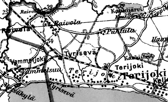 Деревня Райвола на финской карте 1923 года