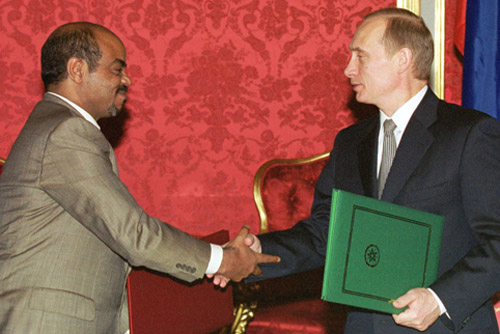 Meles Zenawi tare da shugaban kasar Rasha, Vladimir Putin, 3/Disamba/2001