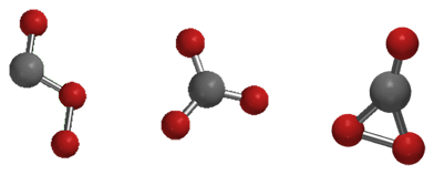 Isomer Cs, D3h, dan C2v karbon trioksida