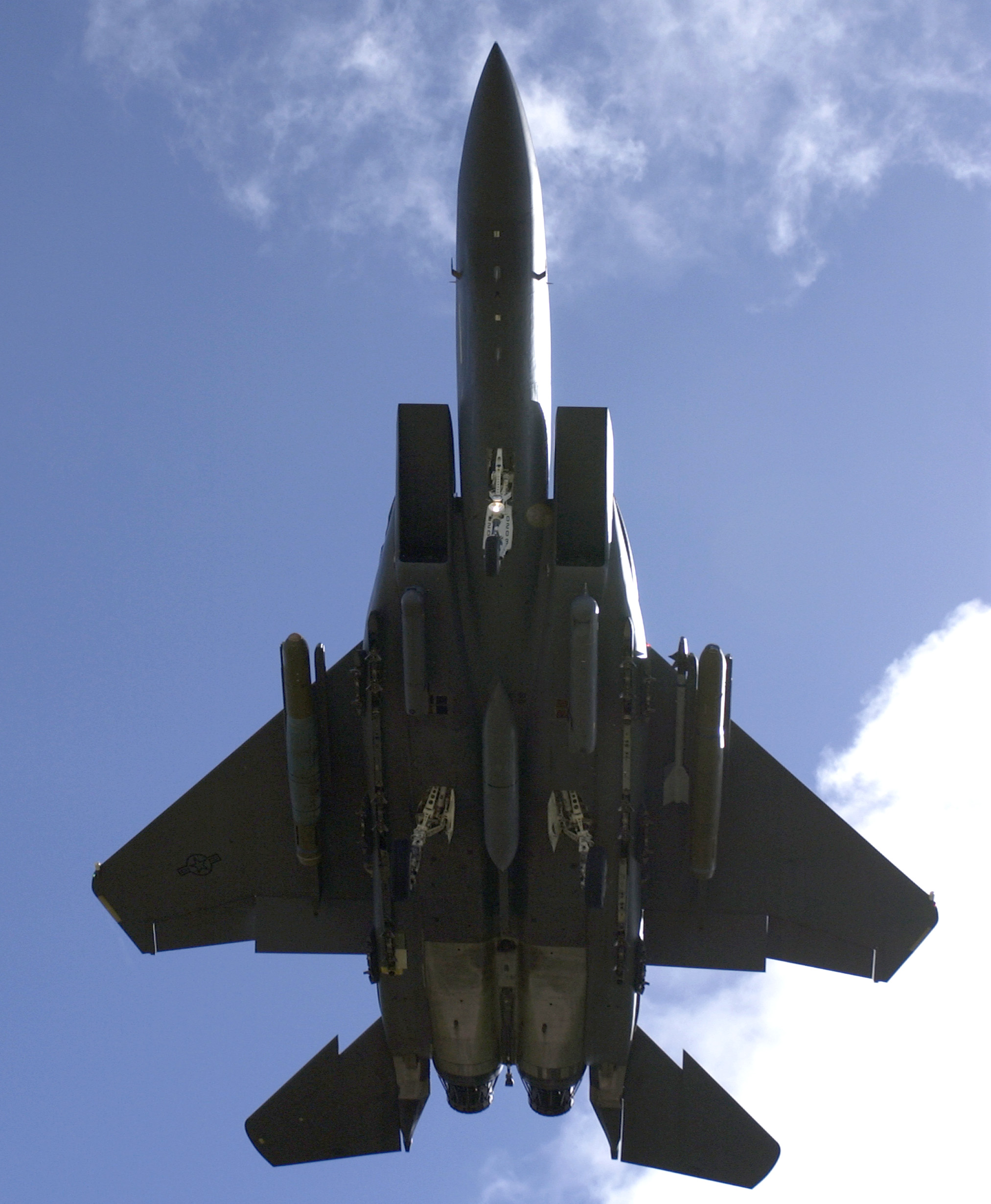 US Military Photos and Videos: F-15E_Strike_Eagle_With_Landing_Gear_Down_Underside_View