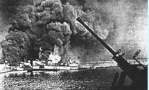 SS John Harvey on fire 12-2-1943, Italian port of Bari.JPG
