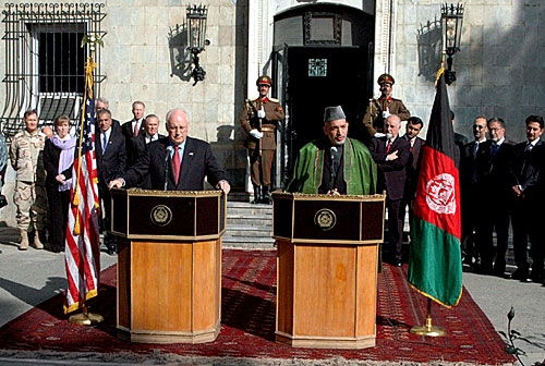 dick cheney wiki. File:Dick Cheney and Hamid Karzai in 2004.jpg. From Wikipedia