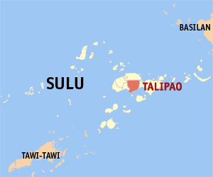 Mapa sa Sulu nga nagpakita sa nahimutangan sa Talipao.