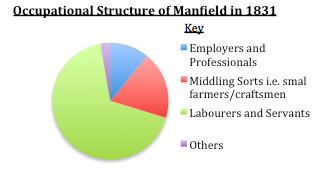 Pie-chart showing the occupational structure for Manfield in 1831