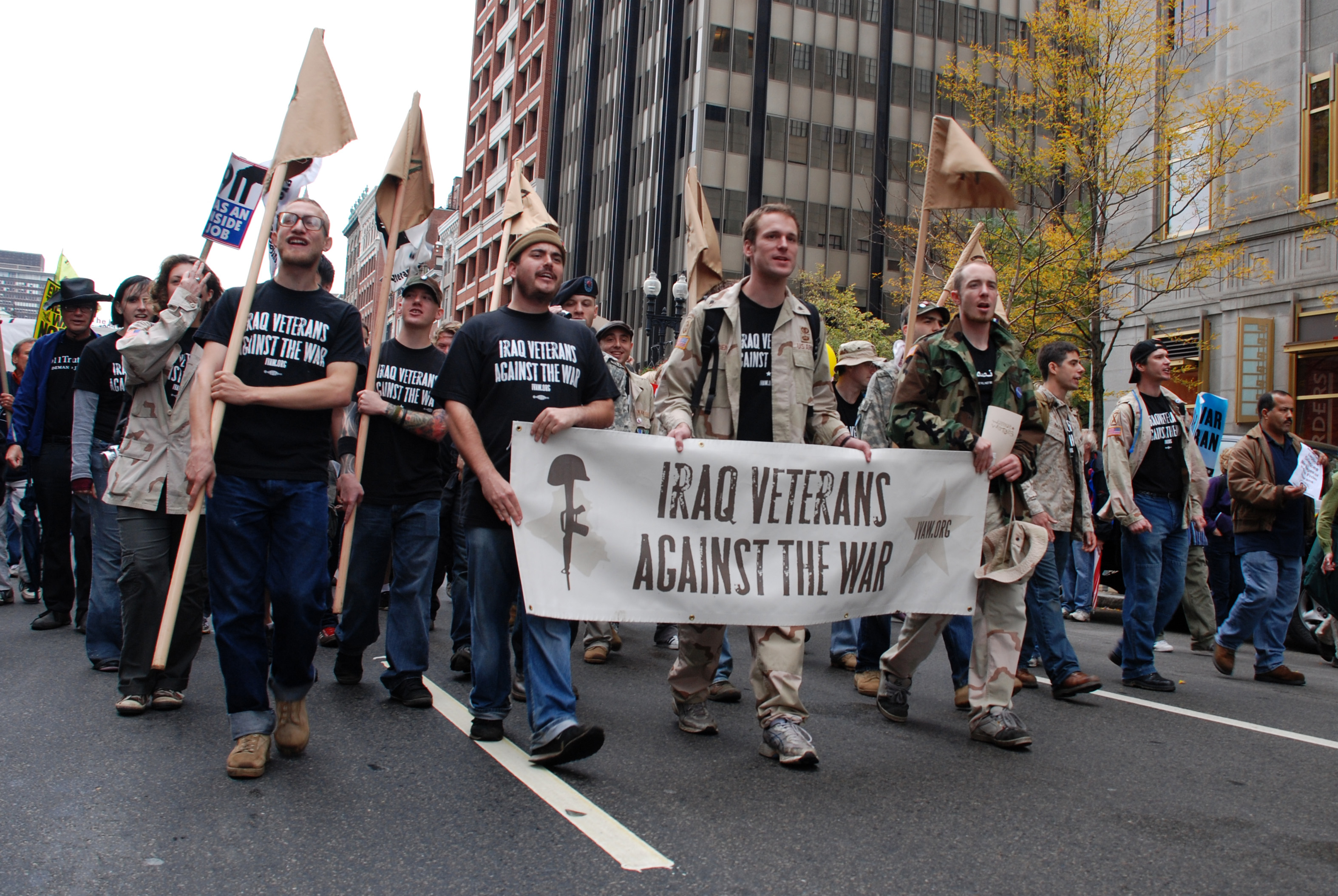 Iraq Veterans Against the War marching in Boston