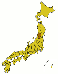 Karta över Japan med Yamagata utsatt.